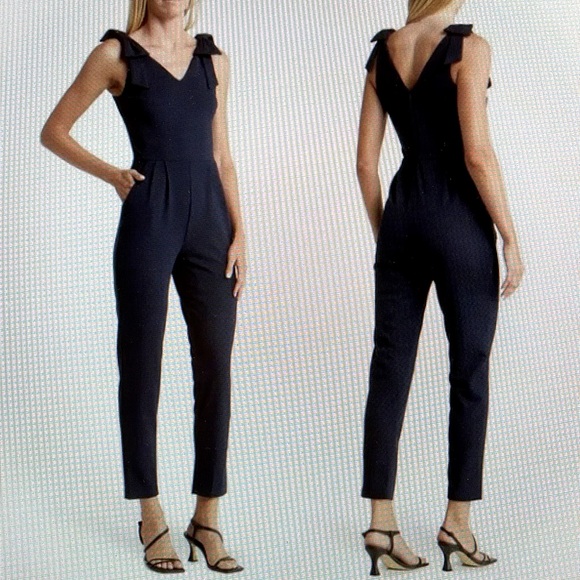 Love…ady Black Bow-strap Jumpsuits Size Small - Picture 1 of 8
